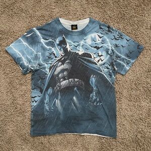 Vintage 90s AOP Batman Stormy Night T Shirt Size Large